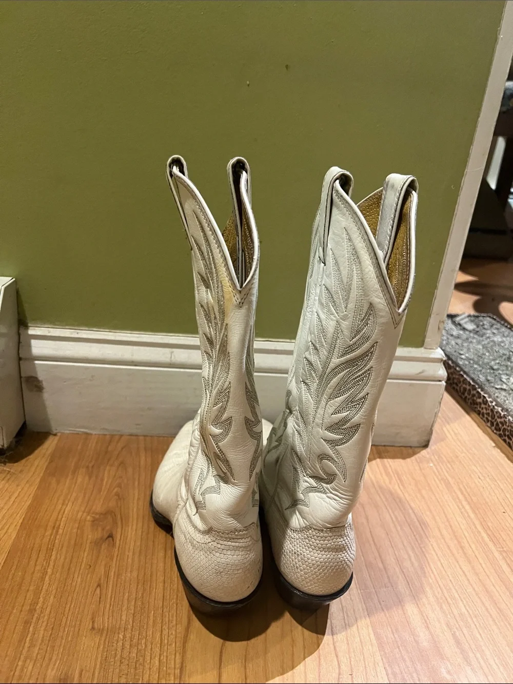 White Western Dallas Cowboy cheerleaders 7 Boots Classic real leather good/fair